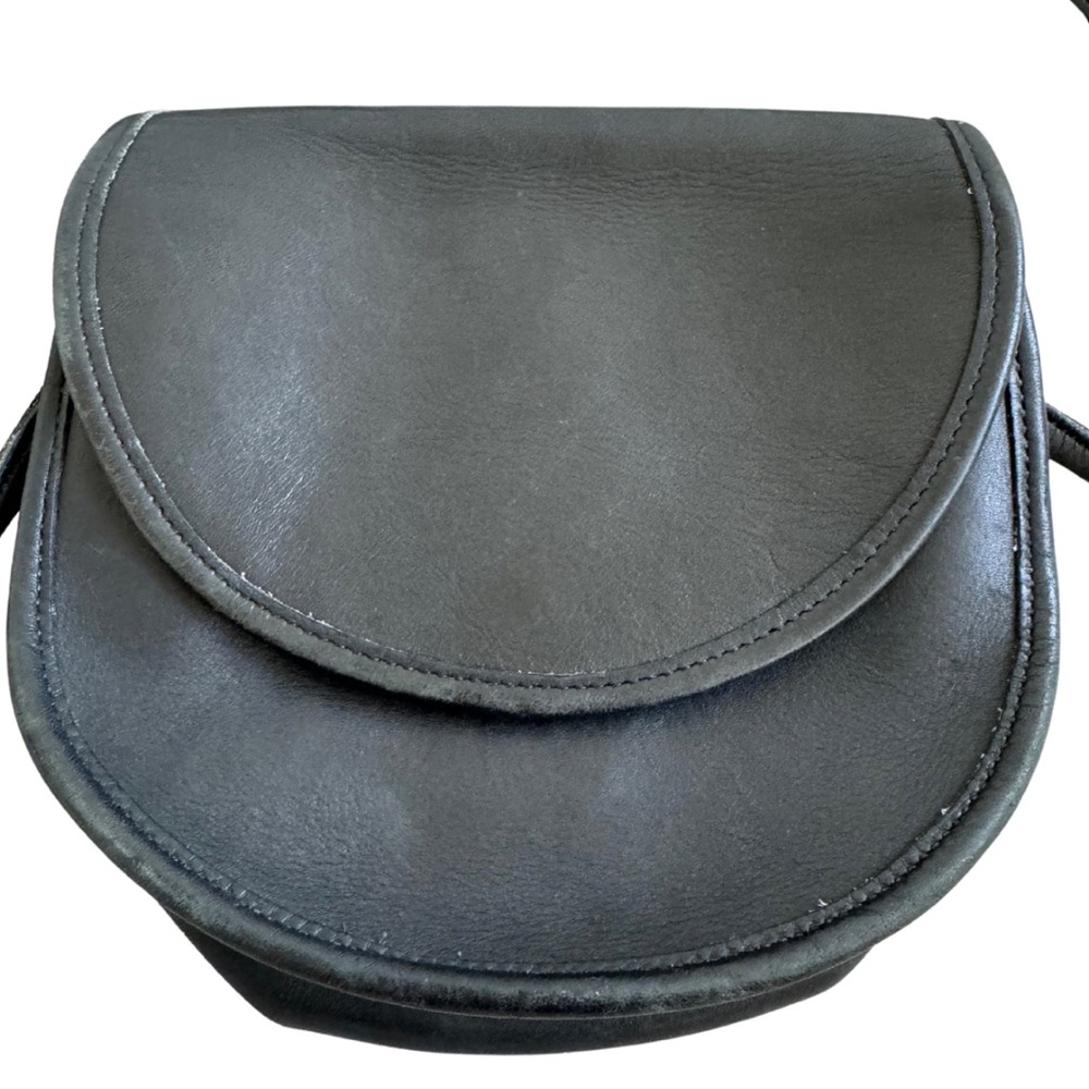 90’s Coach Crossbody Saddle Bag Vintage Round Small Black Leather